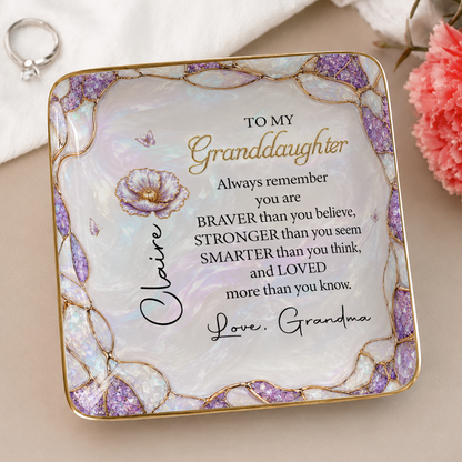 Personalized To My Granddaughter Ceramic Jewelry Dish – Gift From Grandma