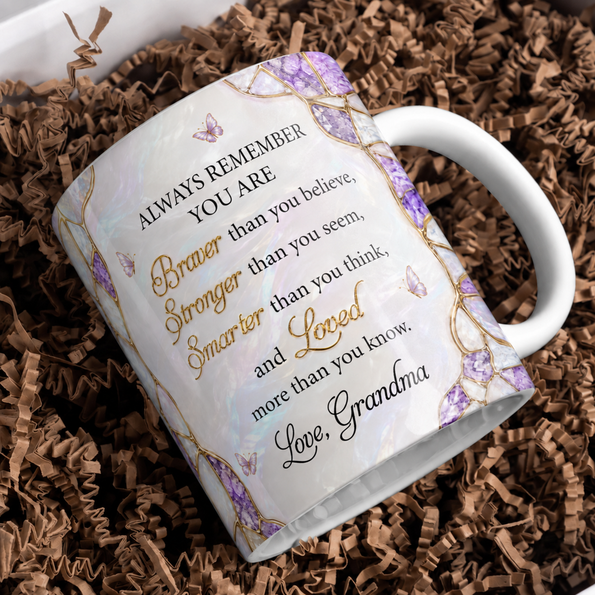 Personalisierte Geburtsblumen-Keramiktasse für meine Enkelin, individuelles Namensgeschenk für die Enkelin