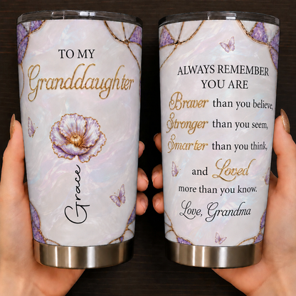 Personalisierter 20oz-Becher mit Geburtsblume für meine Enkelin, individuelles Namensgeschenk für die Enkelin