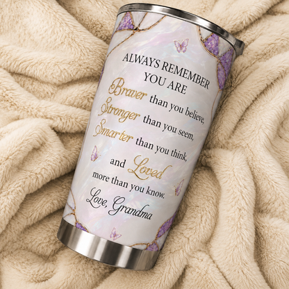 Personalisierter 20oz-Becher mit Geburtsblume für meine Enkelin, individuelles Namensgeschenk für die Enkelin