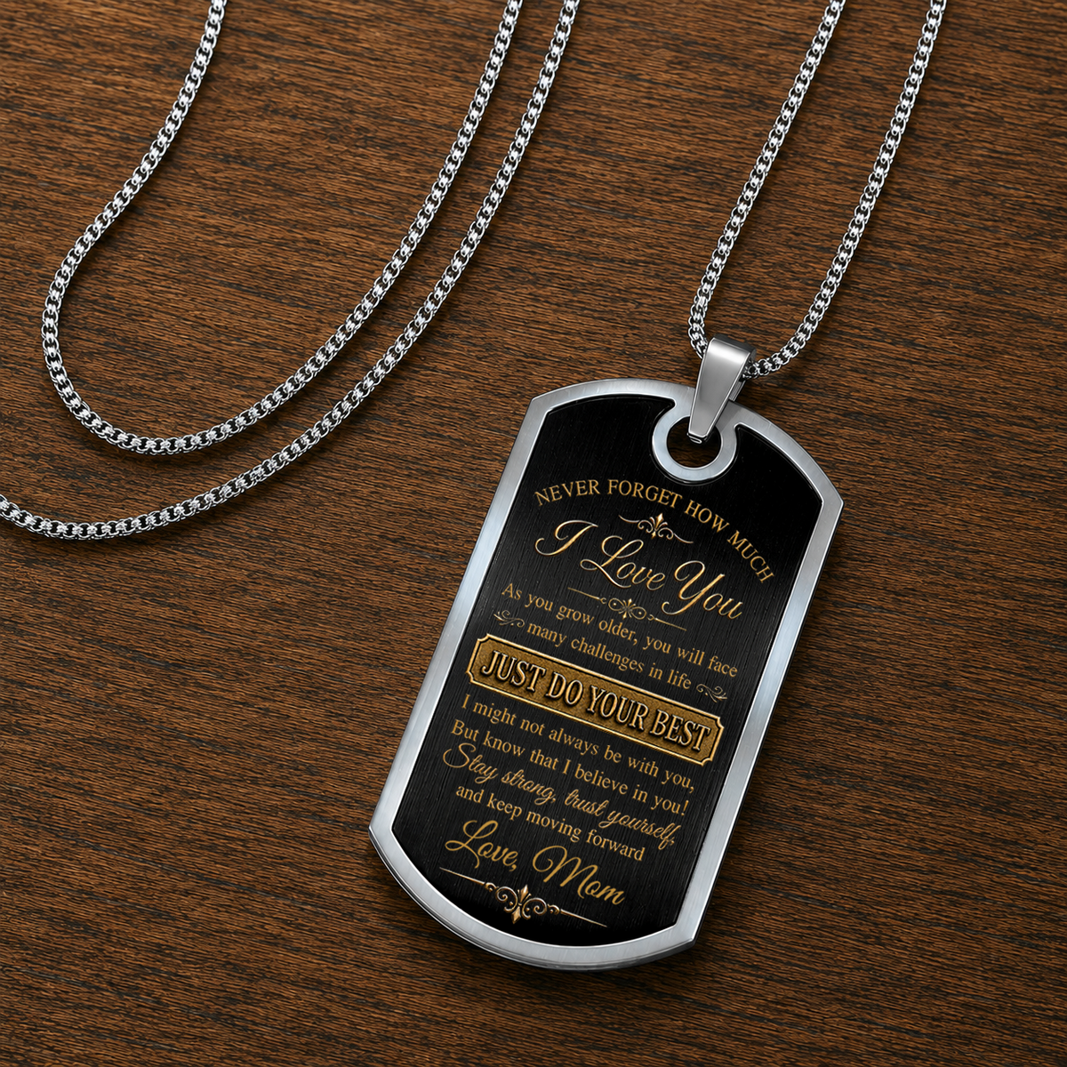 Personalized To My Son Dog Tag Necklace – Just Do Your Best Initial & Name Gift For Son