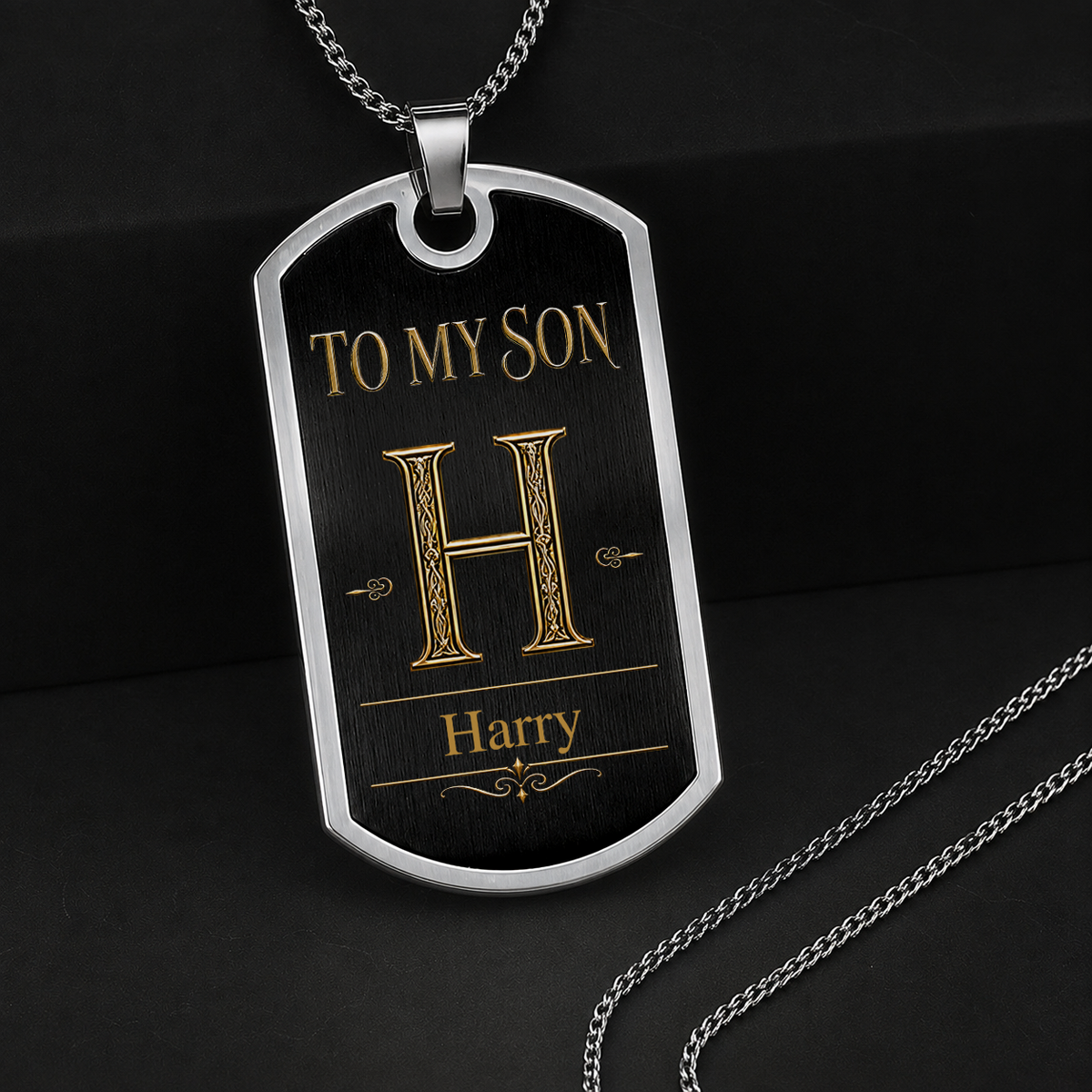 Personalized To My Son Dog Tag Necklace – Just Do Your Best Initial & Name Gift For Son