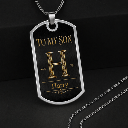 Personalized To My Son Dog Tag Necklace – Just Do Your Best Initial & Name Gift For Son