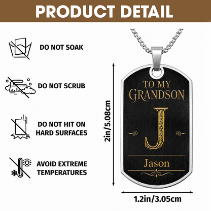 Personalized Dog Tag Necklace For Grandson – Custom Stainless Steel Keepsake Gift