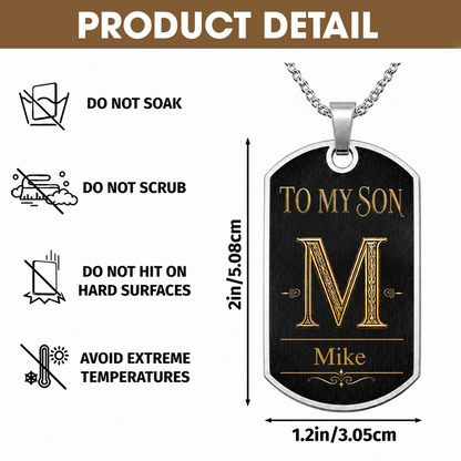 Personalized To My Son Dog Tag Necklace – Just Do Your Best Initial & Name Gift For Son