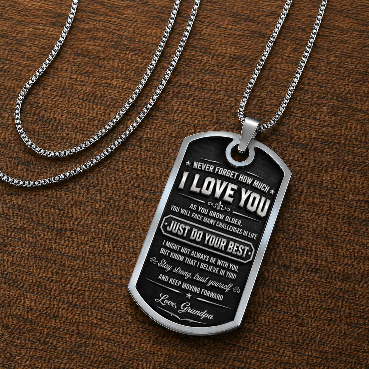 Personalized To My Grandson Dog Tag Necklace – Just Do Your Best Fist Bump Custom Names Gift For Grandson