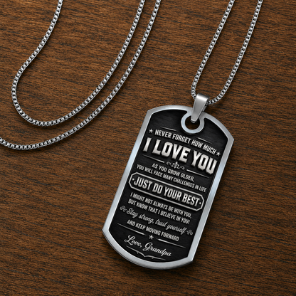 Personalized To My Grandson Dog Tag Necklace – Just Do Your Best Fist Bump Custom Names Gift For Grandson