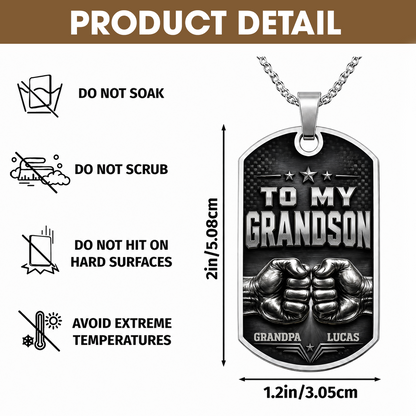 Personalized To My Grandson Dog Tag Necklace – Just Do Your Best Fist Bump Custom Names Gift For Grandson