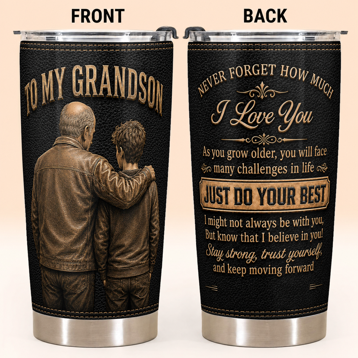 To My Grandson Personalized 20oz Tumbler, Custom Name Gift For Grandson