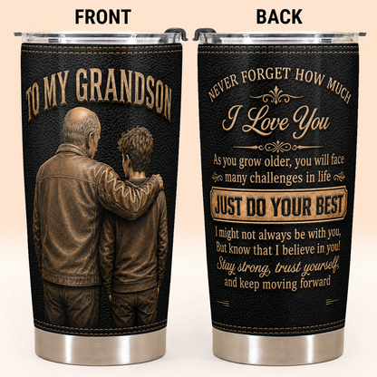 To My Grandson Personalized 20oz Tumbler, Custom Name Gift For Grandson