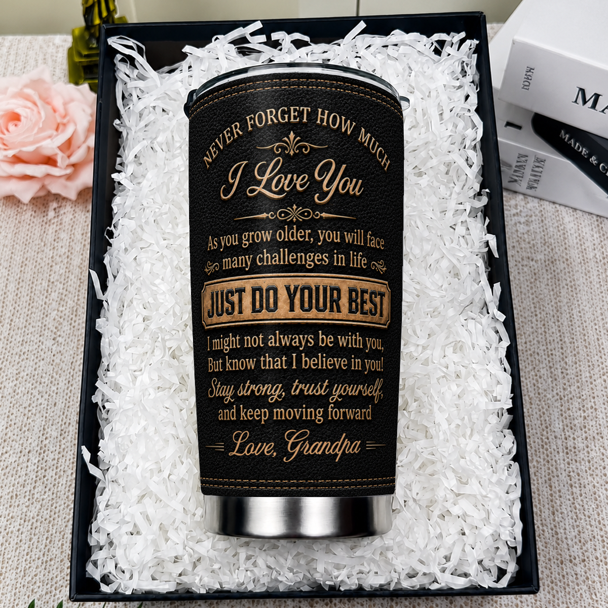 To My Grandson Personalized 20oz Tumbler, Custom Name Gift For Grandson