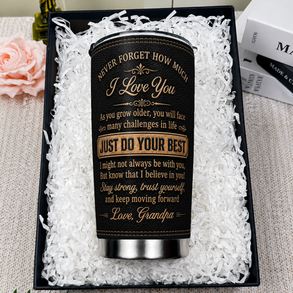 To My Grandson Personalized 20oz Tumbler, Custom Name Gift For Grandson