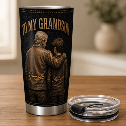 To My Grandson Personalized 20oz Tumbler, Custom Name Gift For Grandson