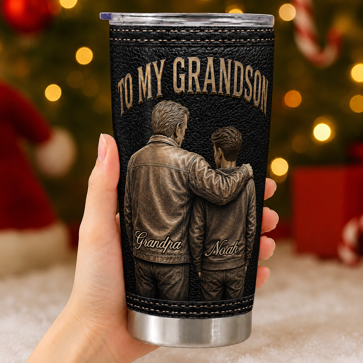 Gobelet personnalisé pour mon petit-fils – Fais simplement de ton mieux, cadeau personnalisé avec les prénoms du grand-père et du petit-fils