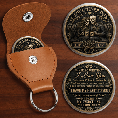 Custom Skeleton Couple Pocket Hug – Love Never Dies Personalized Names Anniversary Gift