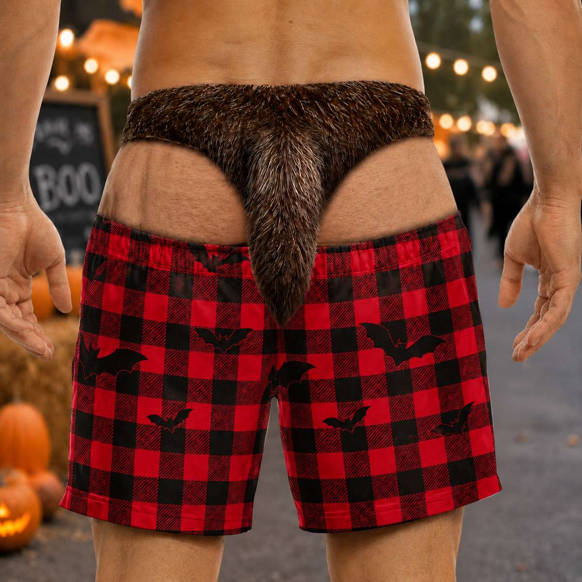 Funny Halloween Men Swim Trunks – Pumpkin Ghost Skeleton Novelty Shorts Gift for Him