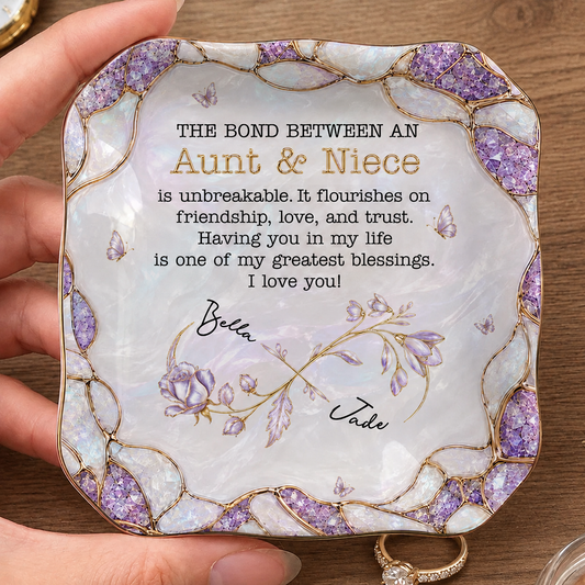 Personalized Niece Jewelry Dish – Birth Month Flower Custom Name Gift for Niece