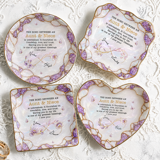 Personalized Niece Jewelry Dish – Birth Month Flower Custom Name Gift for Niece