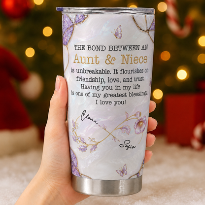 Personalized Aunt & Niece Tumbler – Birth Month Flower Unbreakable Bond Gift for Niece