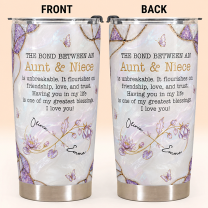 Personalized Aunt & Niece Tumbler – Birth Month Flower Unbreakable Bond Gift for Niece