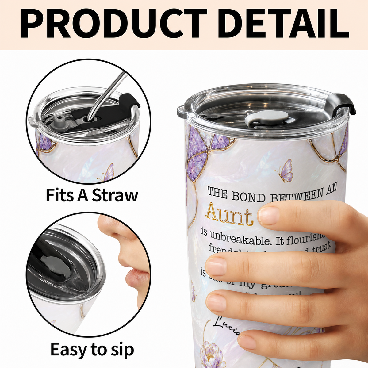Personalized Aunt & Niece Tumbler – Birth Month Flower Unbreakable Bond Gift for Niece