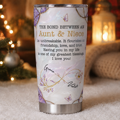 Personalized Aunt & Niece Tumbler – Birth Month Flower Unbreakable Bond Gift for Niece
