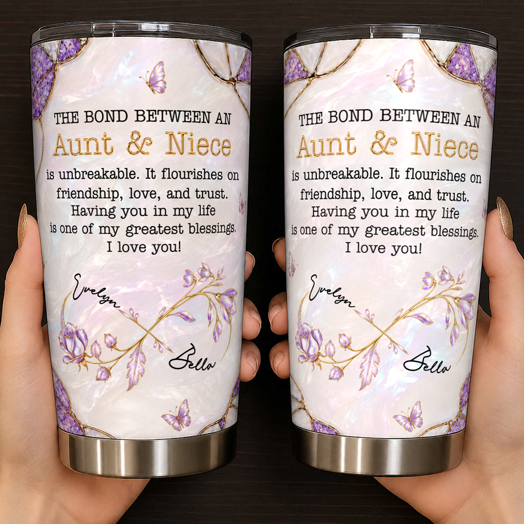 Personalized Aunt & Niece Tumbler – Birth Month Flower Unbreakable Bond Gift for Niece