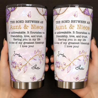 Personalized Aunt & Niece Tumbler – Birth Month Flower Unbreakable Bond Gift for Niece
