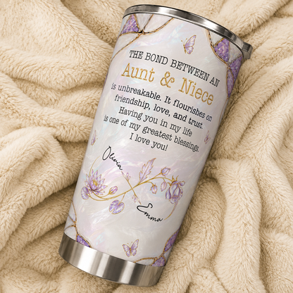 Personalized Aunt & Niece Tumbler – Birth Month Flower Unbreakable Bond Gift for Niece