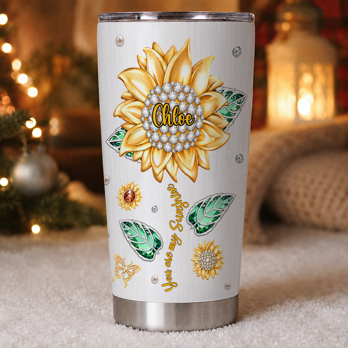 Personalized To My Niece Tumbler – You Are My Sunshine Sunflower Jewel Laugh Love Live I Love You Forever Custom Name Gift For Niece