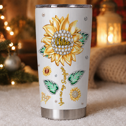 Personalized To My Niece Tumbler – You Are My Sunshine Sunflower Jewel Laugh Love Live I Love You Forever Custom Name Gift For Niece