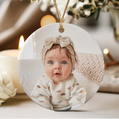 Personalized Baby Birth Stats Photo Christmas Ceramic Ornament – Newborn Keepsake Gift