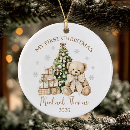 Personalized Baby First Christmas Ornament – Custom Photo Name Ceramic Keepsake Gift