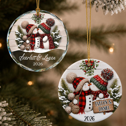 Personalized Couple Christmas Ornament – Snowman Anniversary Keepsake Gift