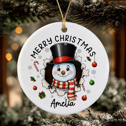 Personalized Funny Christmas Character Ceramic Ornament – Custom Name Keepsake Gift