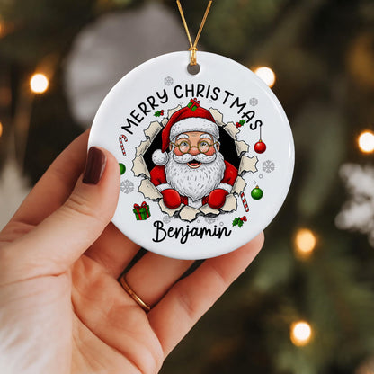 Personalized Funny Christmas Character Ceramic Ornament – Custom Name Keepsake Gift