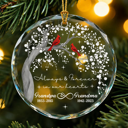 Personalized Cardinal Memorial Christmas Glass Ornament – Family Remembrance Gift