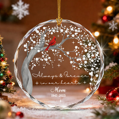Personalized Cardinal Memorial Christmas Glass Ornament – Family Remembrance Gift