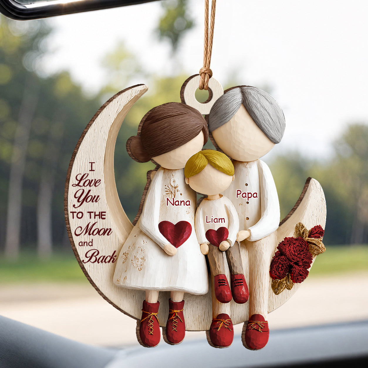 Personalized Grandparents & Grandchild Wood Ornament – Family Christmas Keepsake Gift