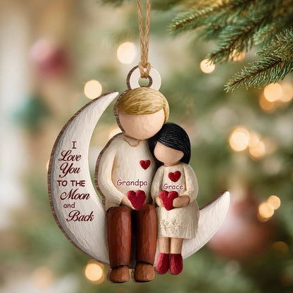 Personalized Grandparents & Grandchild Wood Ornament – Family Christmas Keepsake Gift