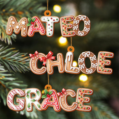 Personalized Christmas Name Wood Ornament – Custom Family Name Christmas Tree Keepsake