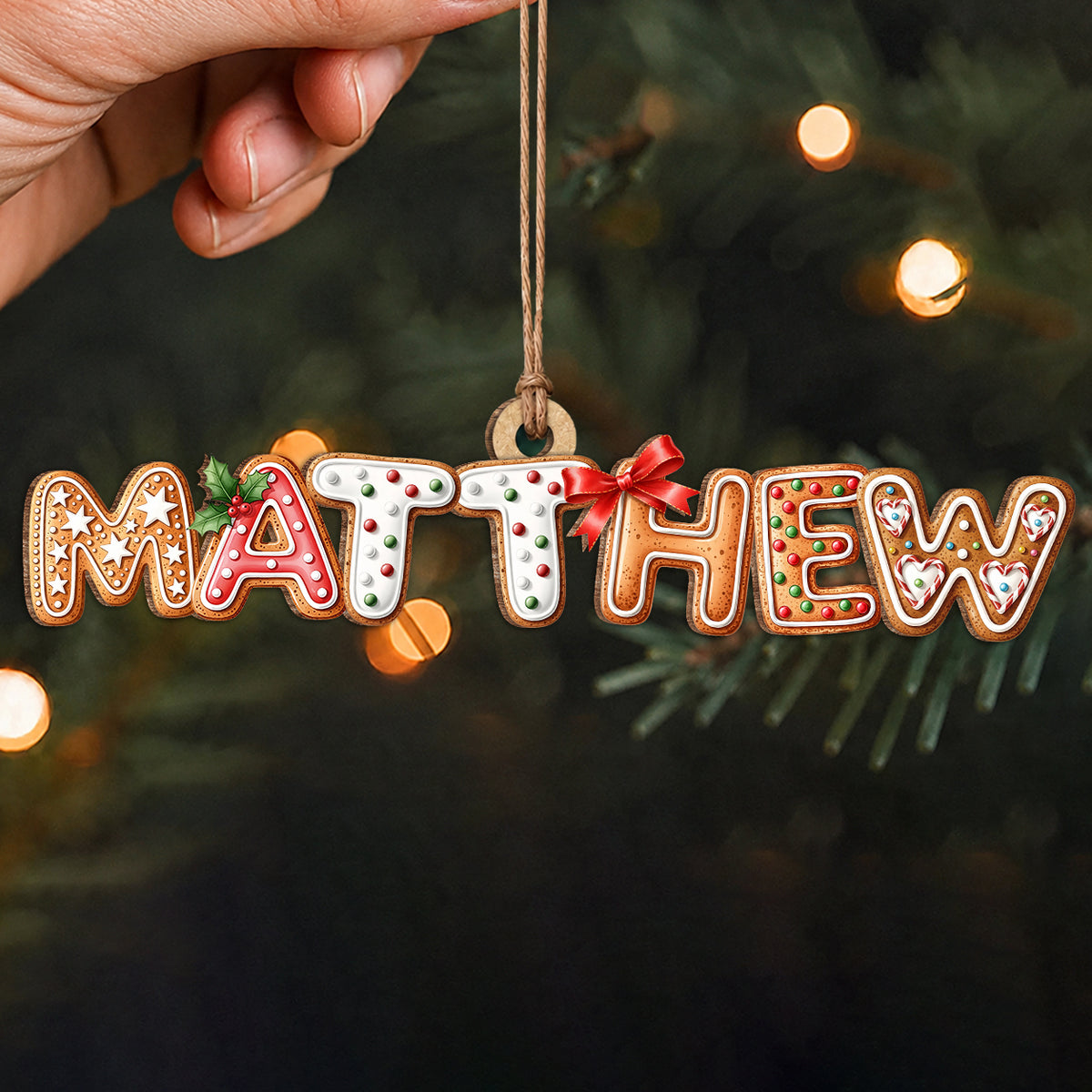 Personalized Christmas Name Wood Ornament – Custom Family Name Christmas Tree Keepsake