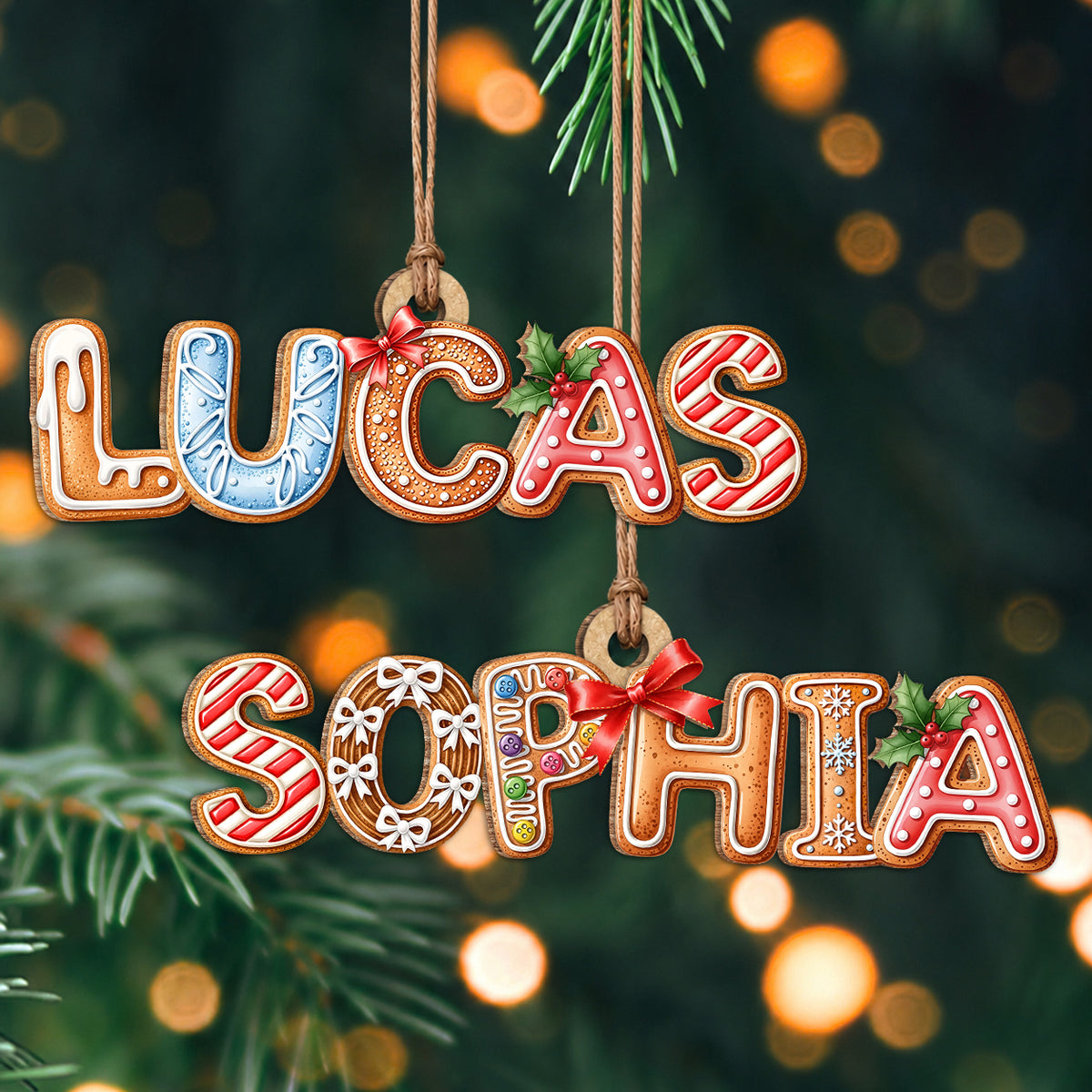 Personalized Christmas Name Wood Ornament – Custom Family Name Christmas Tree Keepsake