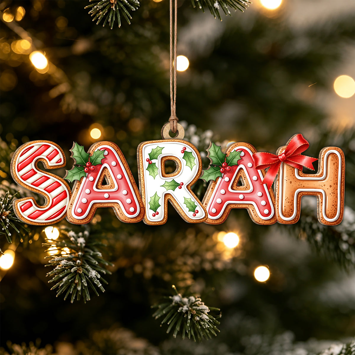 Personalized Christmas Name Wood Ornament – Custom Family Name Christmas Tree Keepsake