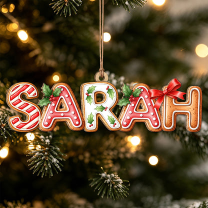 Personalized Christmas Name Wood Ornament – Custom Family Name Christmas Tree Keepsake