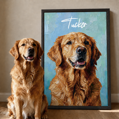 Personalized Dog Portrait Canvas, Custom Pet Photo Canvas, Dog Lover Wall Art Gift