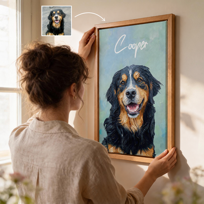 Personalized Dog Portrait Canvas, Custom Pet Photo Canvas, Dog Lover Wall Art Gift