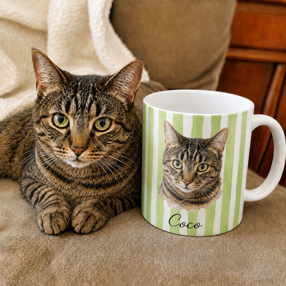 Personalized Pet Portrait Mug, Custom Dog or Cat Photo Mug with Name