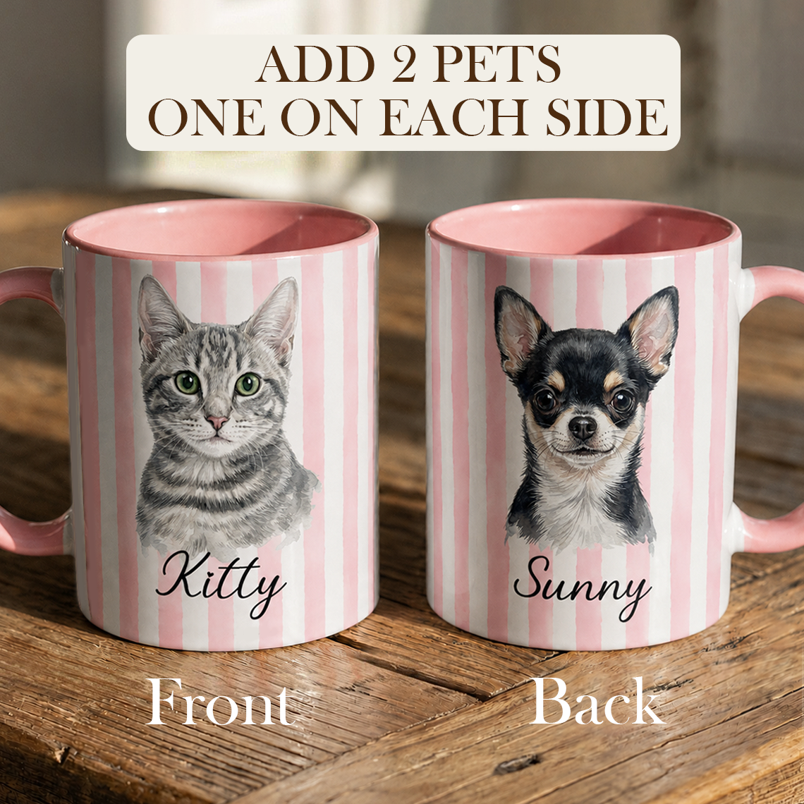 Personalized Pet Portrait Mug, Custom Dog or Cat Photo Mug with Name