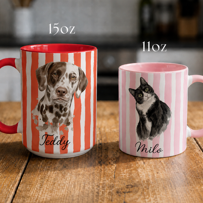 Personalized Pet Portrait Mug, Custom Dog or Cat Photo Mug with Name